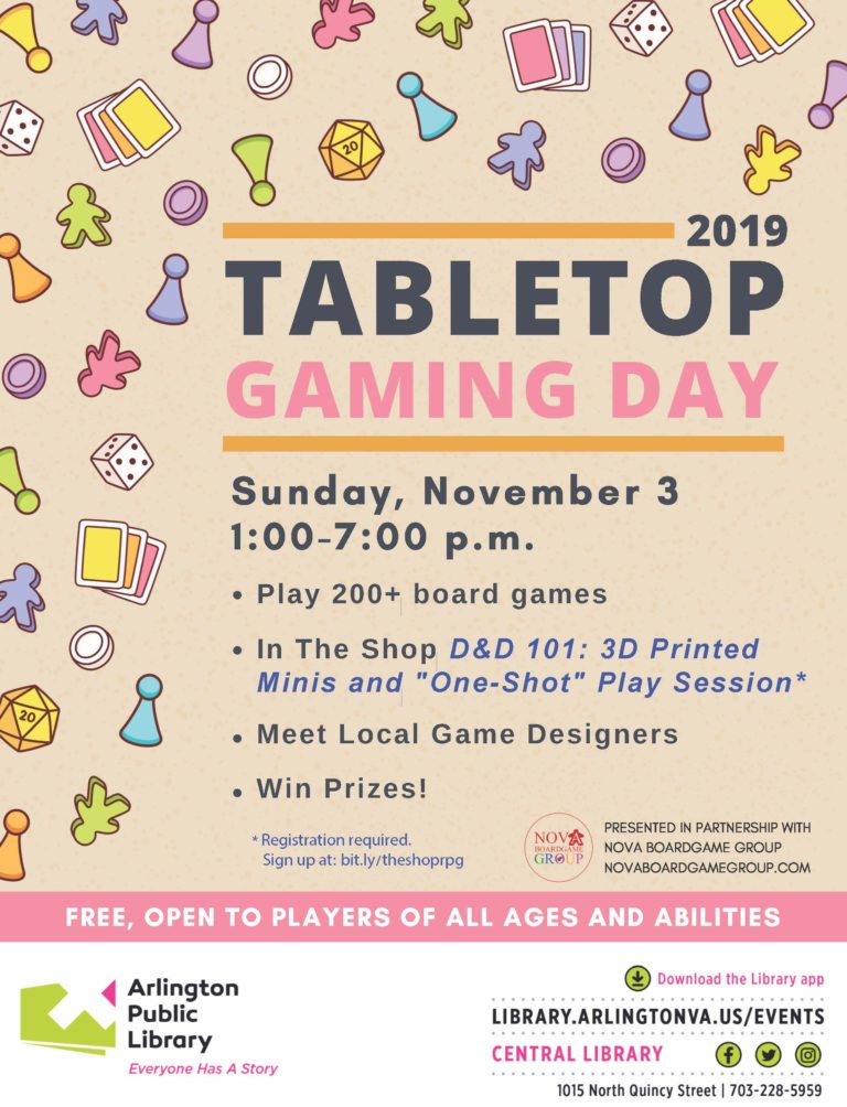 2019 TABLETOP GAMING DAY CONVENTION NOVA Board Game Group